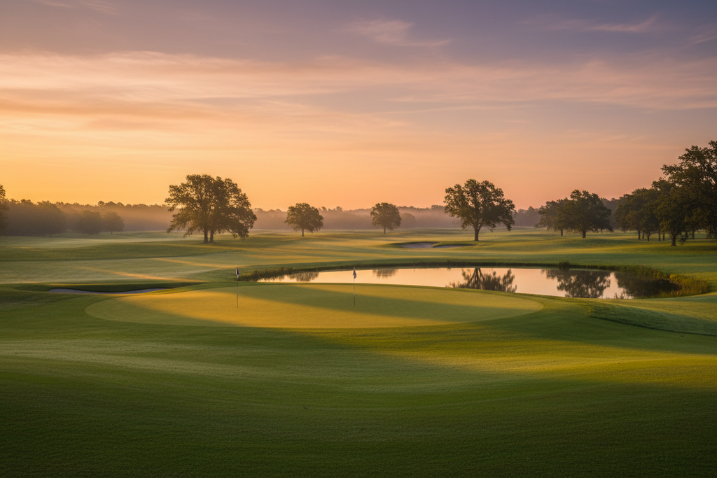 Golf course at sunrise